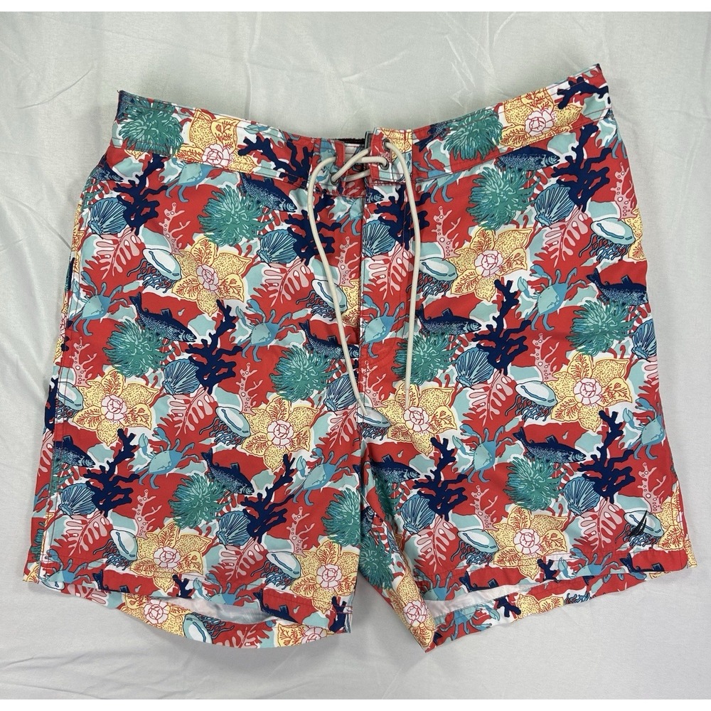 Nautica Men's XL Swim Trunks – "Ocean Floor" Coral Reef‎ Hawaiian Print